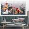 Designart - Group of Rooster in Gray Farm background - Farmhouse Animal Painting Print on Wrapped Canvas set